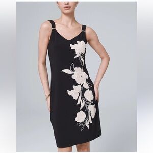 White House Black Market Lace Floral Print Sleeveless Dress Holiday Size M